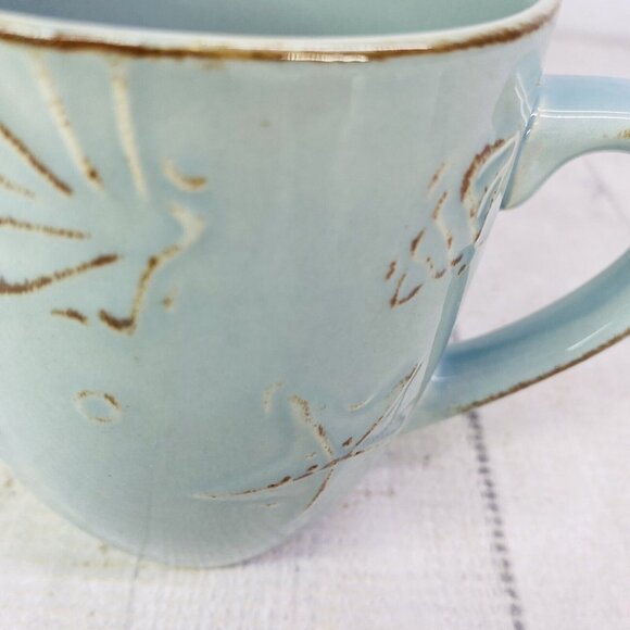 Thomson Pottery CAPE COD Embossed Seashells Stoneware 10.5oz 4"T Cups Mugs Set 4 - Picture 12 of 16
